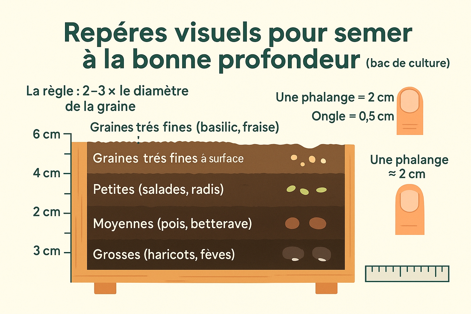 Illustration des profondeurs de semis pour semer